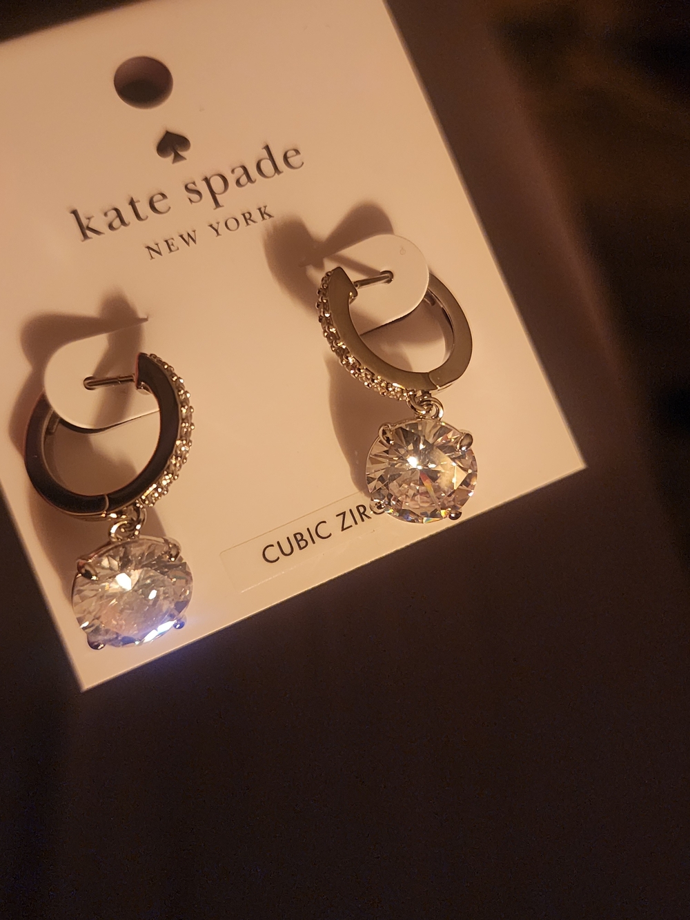 kate spade Silver Crystal Hoop Drop Earrings